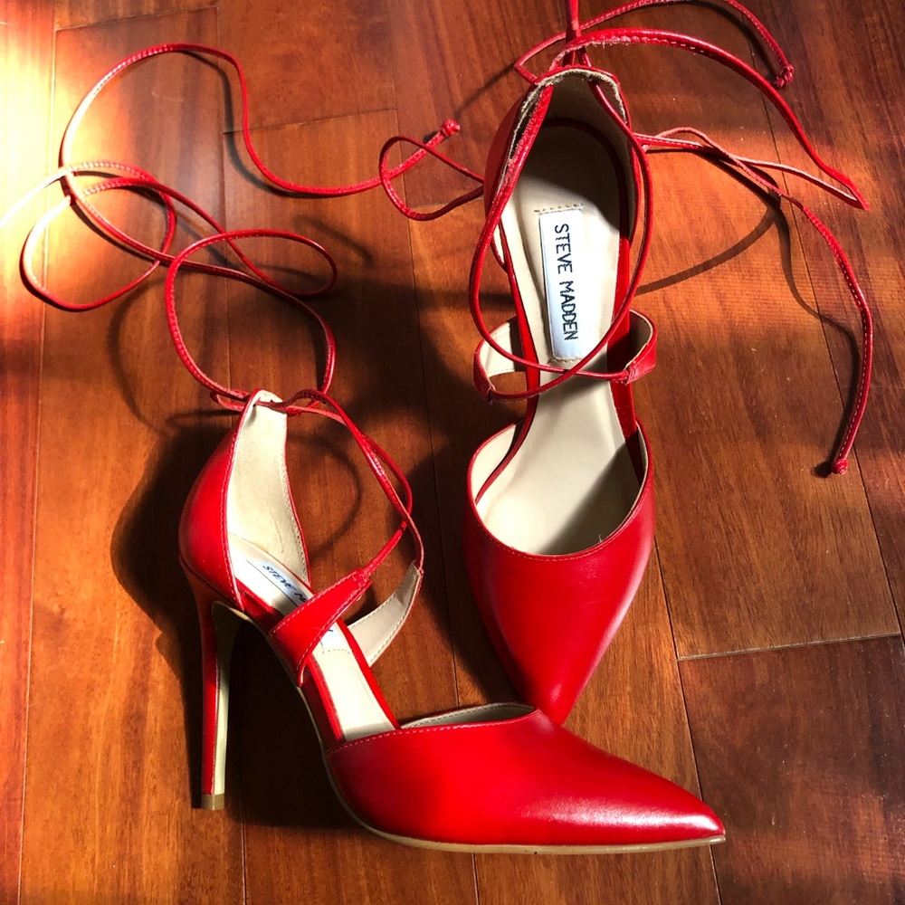 Red Steve Madden Strappy Heels